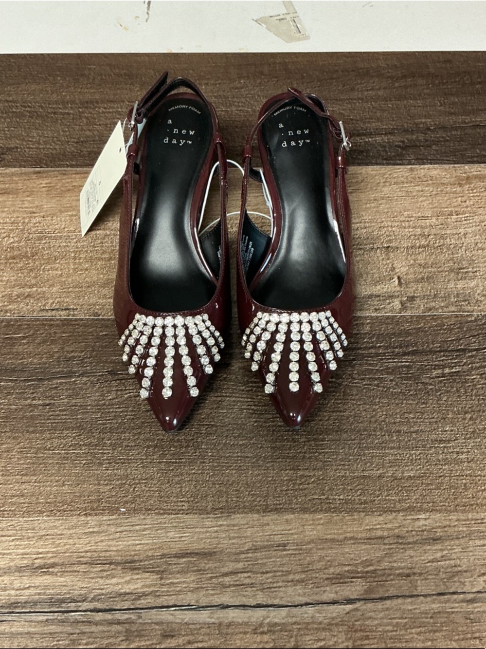 a new day Burgundy Serafina Pointed Slingback Mules with Rhinestone Fringe